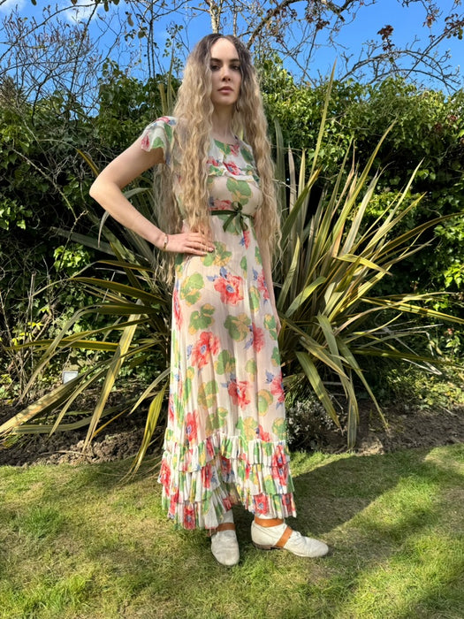Gladis, 30s floral chiffon dress