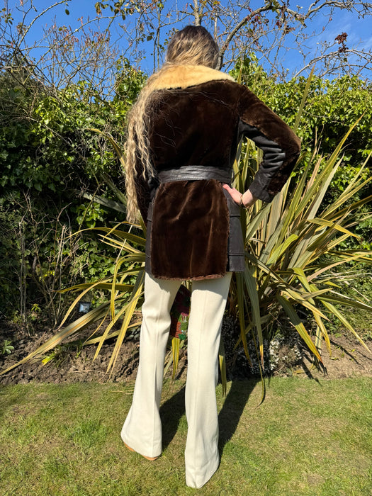 Georgia, 70s fur and leather bicolour jacket