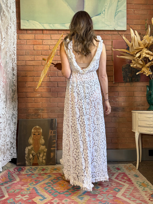 Charlie, 60s white lace dress and robe set