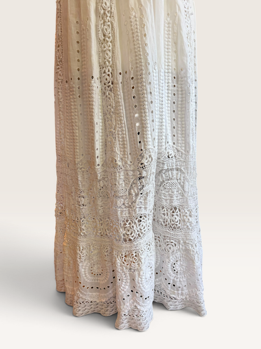 Adina, Edwardian white lace and eyelet long dress