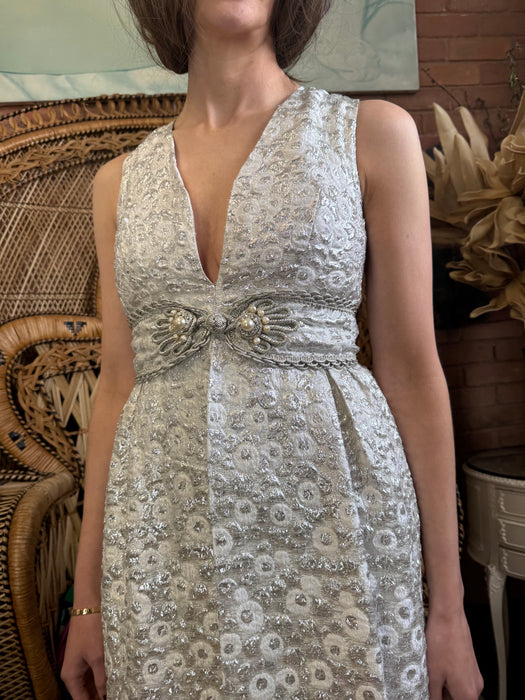 Haley, 60s Silver brocade shorts and dress