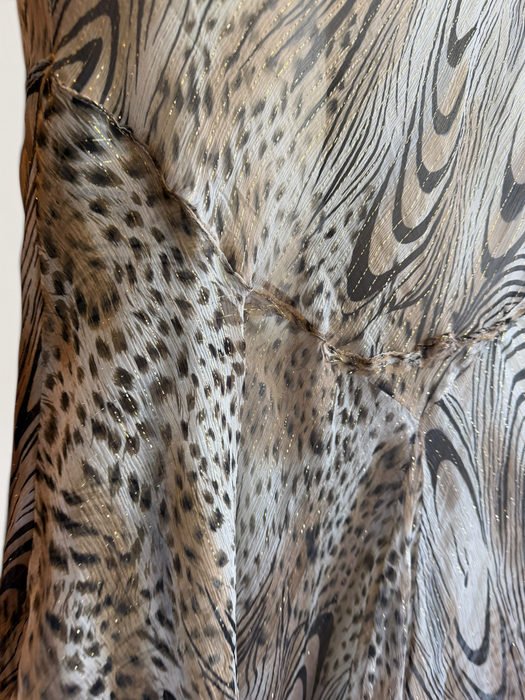 Ranah, 90s bias cut animal print asymmetric chiffon dress