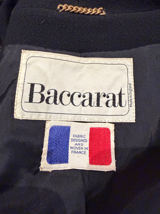 Baccarat, 70s black wool, leather and fur coat