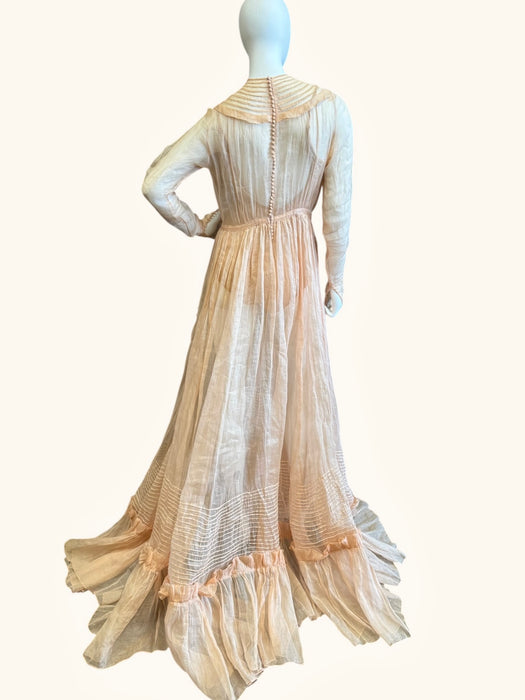 Toni, Victorian blush pink organza long gown