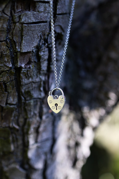 Polly, Victorian solid silver heart charm on a 40s silver chain