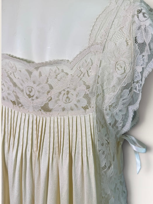 Beatrice, 1930s cream silk and lace side tie dress