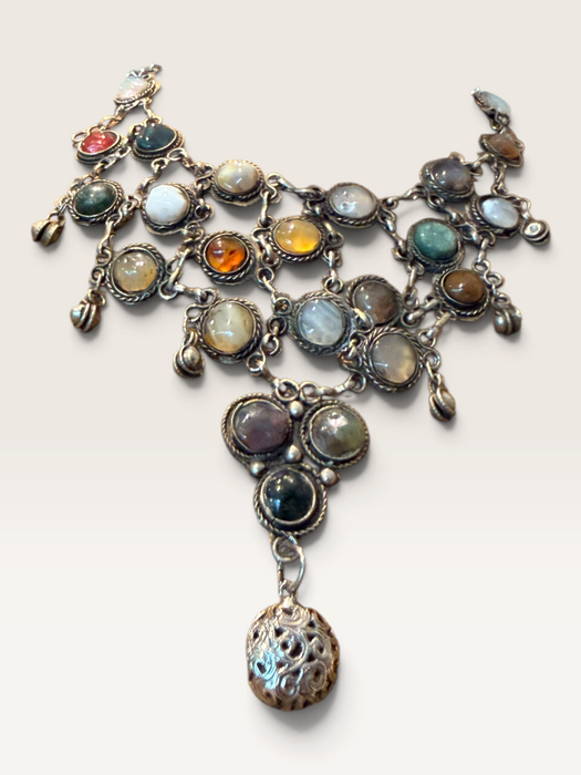 Jasmir, 1970s stranded silver and gemstone necklace