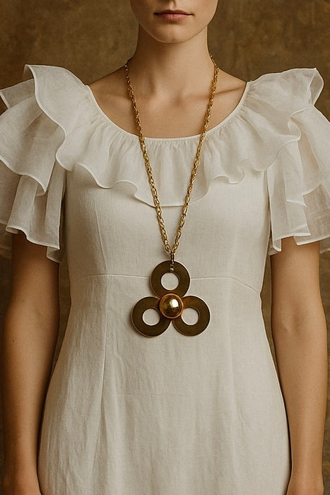 Paula, 70s geometric gold plated metal pendant