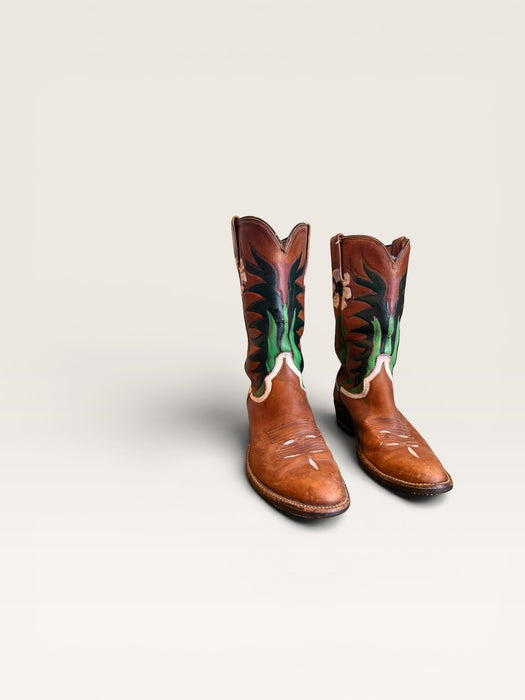 Houston, 70s brown hand painted leather boots