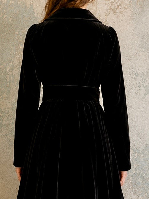 Ossie Clark, 1970s black velvet equestrian style coat