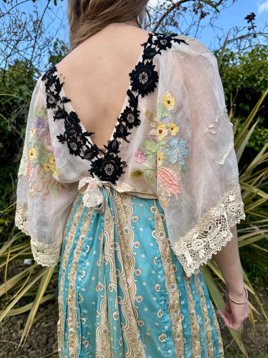 Coco, reworked 20s floral organza and Victorian dress