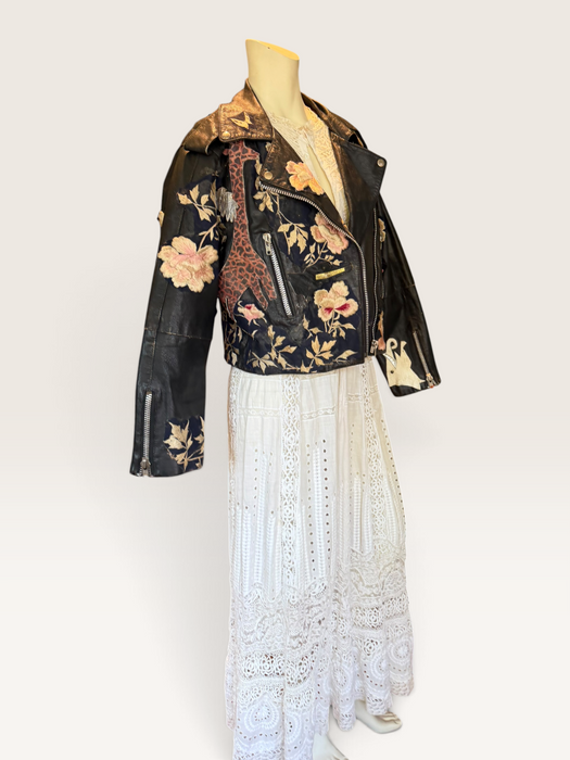 Omega, reworked 70s embroidered biker jacket