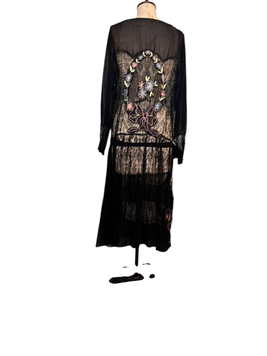 Orla, 30s silk and lace embroidered dress