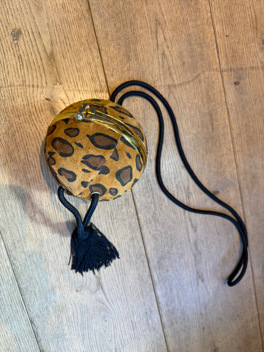 Raid, 70s circular leopard print tassel bag