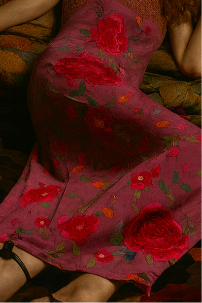 Otto, reworked 40s silk floral bias cut dress