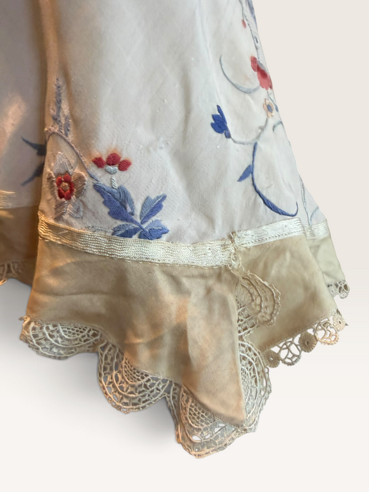 Plato, reworked short piano shawl embroidered dress with brass chocker