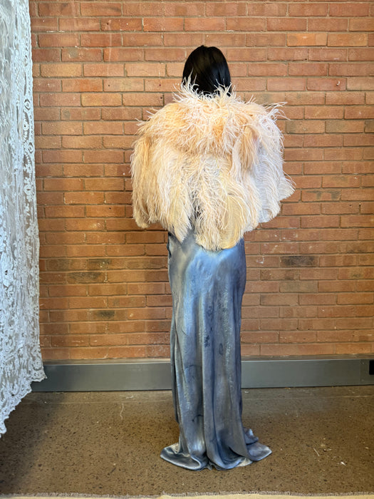 Aida, 30s light peach ostrich feather cape