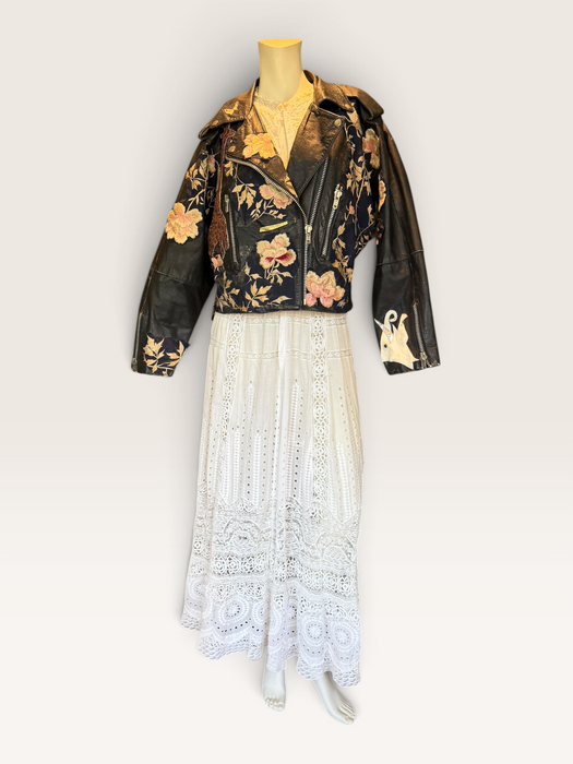 Omega, reworked 70s embroidered biker jacket