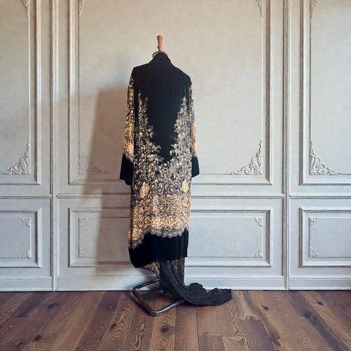 Jaklyn, 30s beaded silk devoré and velvet coat