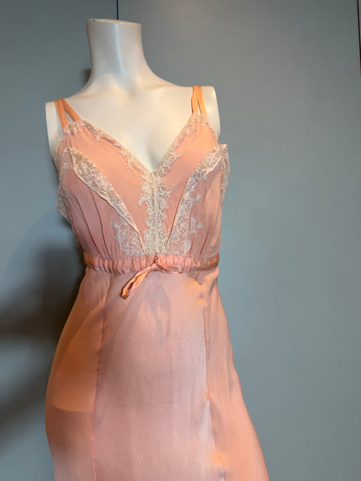 Didi, 30s pink silk and lace bias cut dress