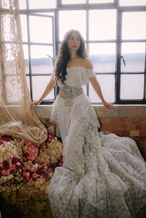 Glaze, Victorian reworked cotton and lace tiered dress