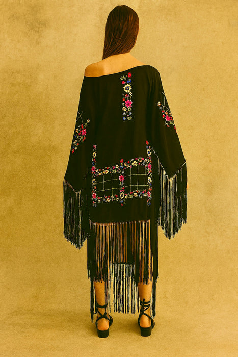 Laila, reworked 20s embroidered fringed tunic