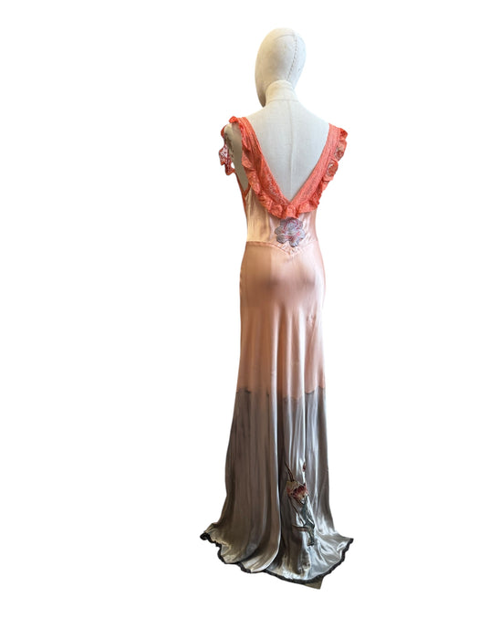 Patty, hand dyed embroidered 30s silk and lace dress
