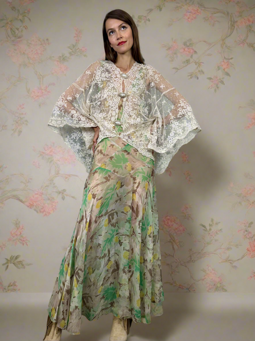 Yoni, hand made 30s cream lace cover up