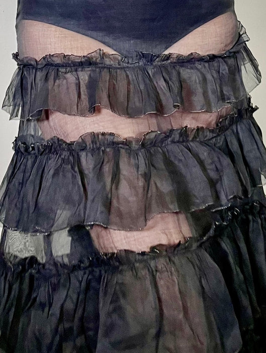 Zelda, 30s organza black tiered dress