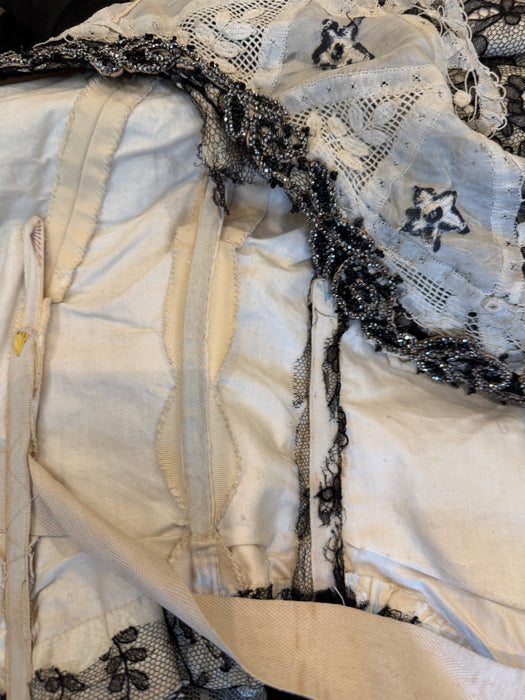 Perry, embellished Victorian lace jacket with hand painted motif