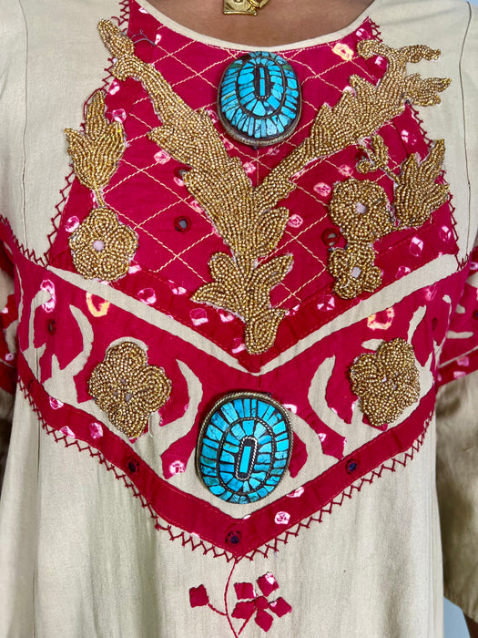 Kasia, 70s cotton beaded dress