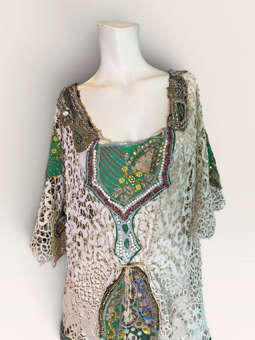 Salita, reworked 1930s French tea-dyed embroidered and beaded dress