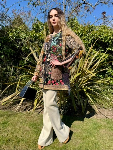 Didier, reversible 60s zip up coat with patchwork design