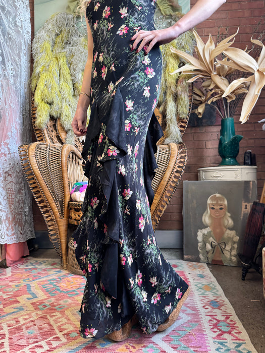 Vilshenko, 30s style floral print silk bias cut dress