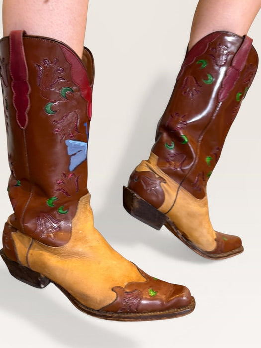 Marfa, original 70s tooled hand painted cowboy boots