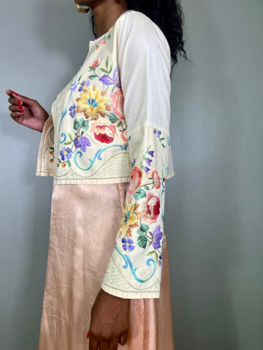 Pansy, vintage reworked embroidered jacket