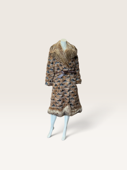 Macy’s 70s mixed leather and fur trench coat
