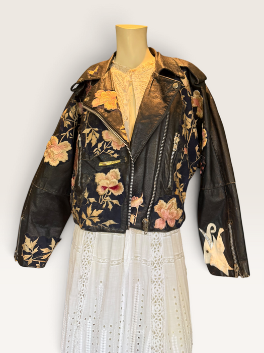 Omega, reworked 70s embroidered biker jacket