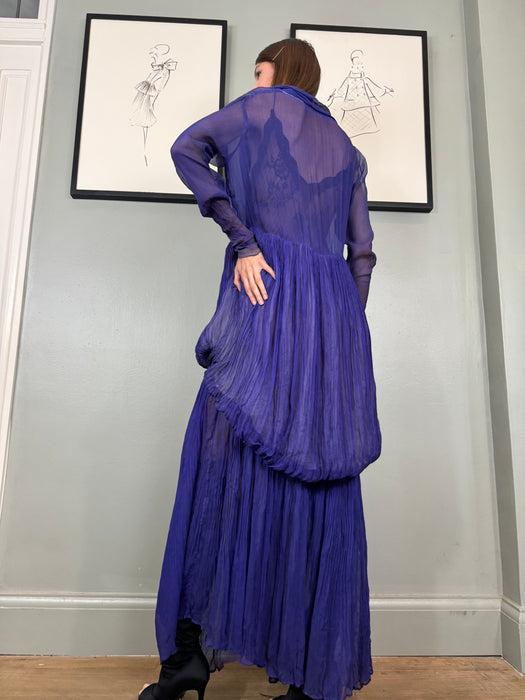 Jude, 30s chiffon purple pleated dress