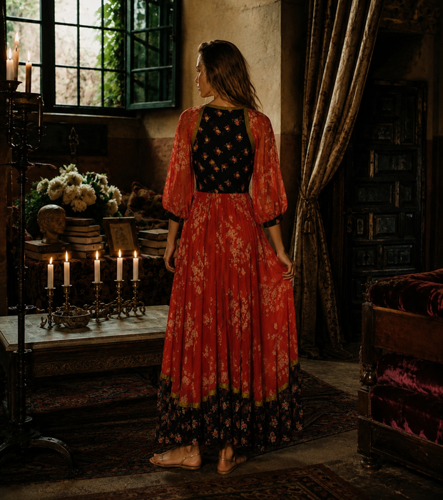 Thea Porter, 1971 documented floral print dress