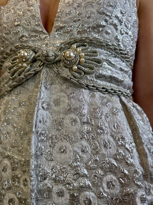 Haley, 60s Silver brocade shorts and dress