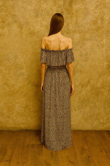 Poppy, 70s pleated floral long dress