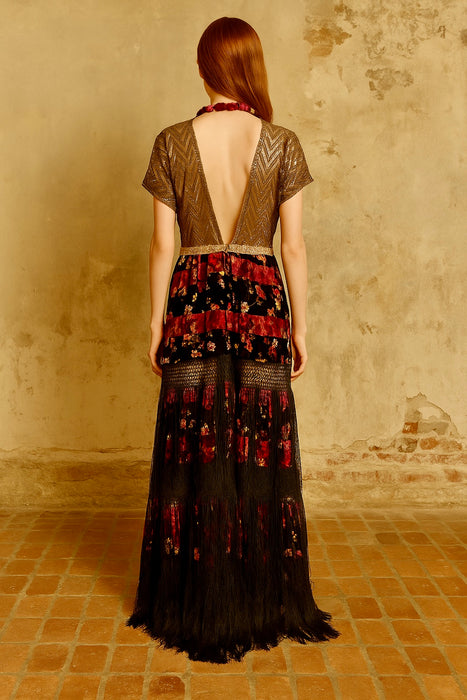 Melo, reworked 20s Assuit, velevet and fringed dress