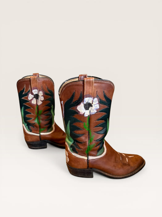 Houston, 70s brown hand painted leather boots