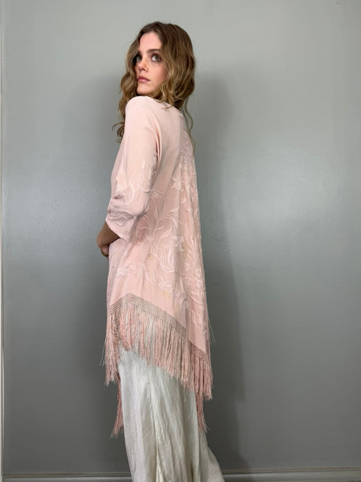 Tilda, light pink 40s embroideed fringed jacket
