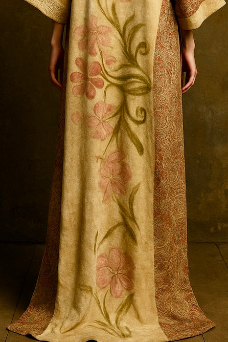 Moana, reworked 40s silk patchwork and hand painted velour long kimono