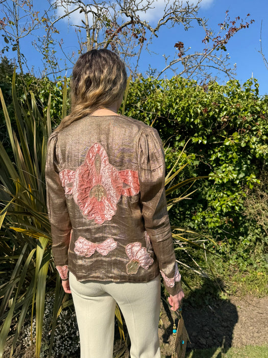 Astoria, 20s lamé jacket with velour florals