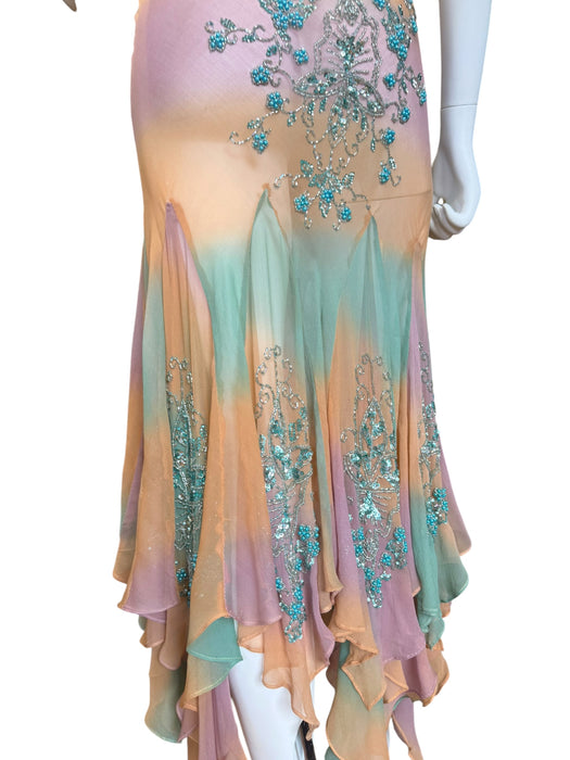 Calor, 90s hand dyed bias cut mermaid beaded dress