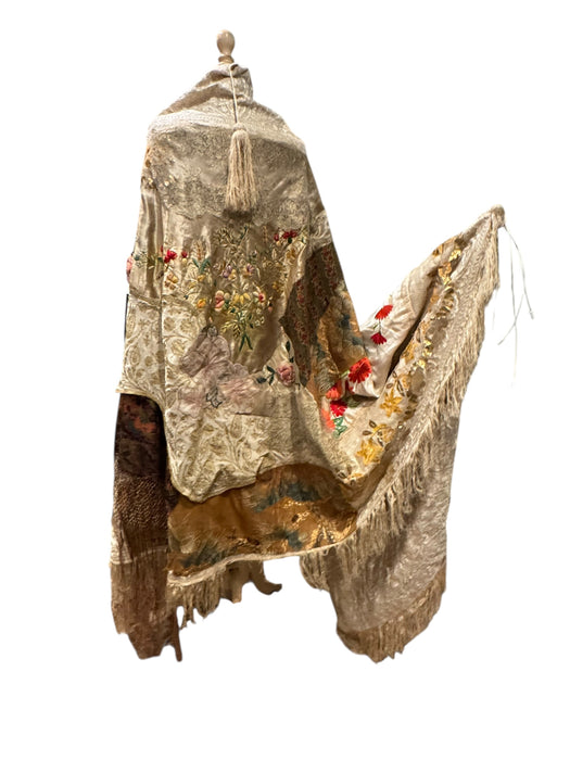 Donna, Reworked 40s Kashmiri embroidered patchwork fringed cape