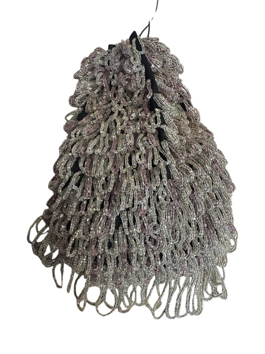 Lola, 20s silver beaded drawstring handbag